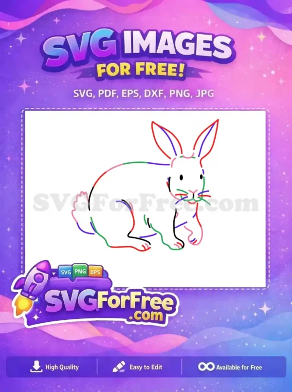 Free Colorful Doodle Rabbit Free Playful Animal Outline Free SVG