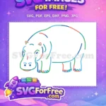 Free Colorful Segmented Hippo Free Calm Blue Eyes Doodle Animal Free SVG - Instant Download