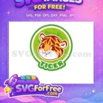 Free Cute Striped Tiger Free Green Circle Icon Animal Free SVG - Instant Download