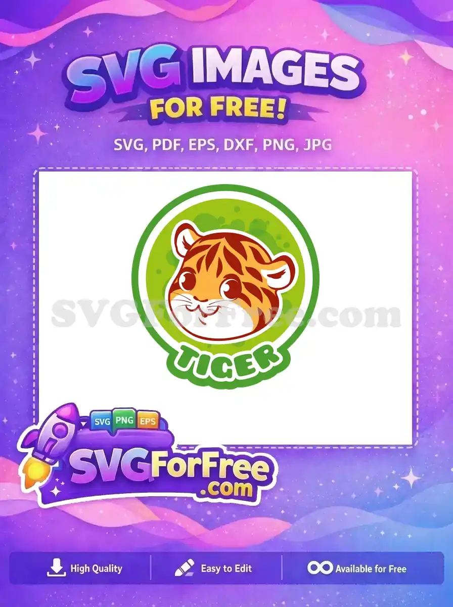 Free Cute Striped Tiger Free Green Circle Icon Animal Free SVG