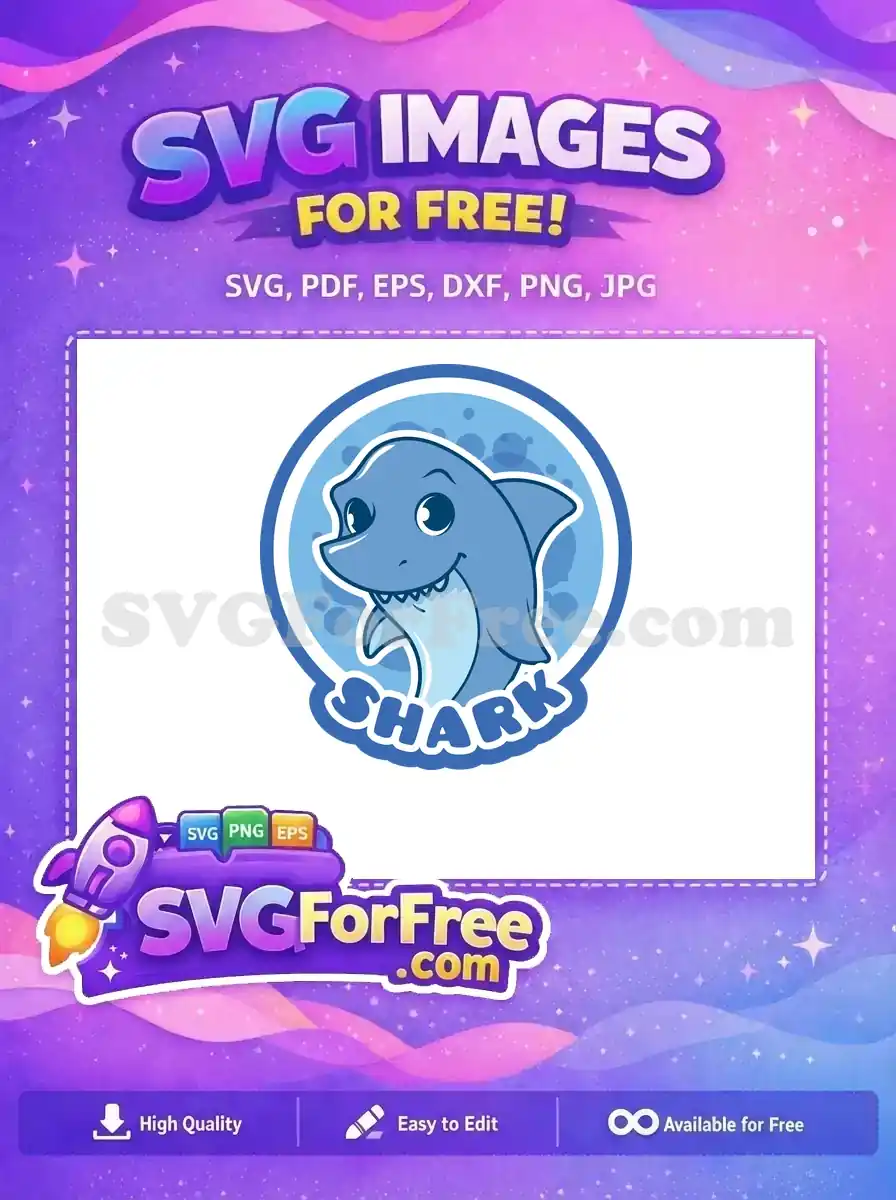 Free Happy Blue Shark Free Smiling Ocean Icon Cute Cartoon Free SVG