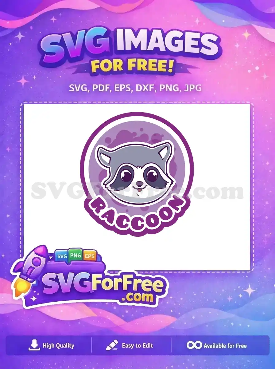 Free Happy Smiling Face Free Purple Background Colorful Raccoon Free SVG