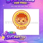 Free Cute Orange Lion Free Smiling Baby Animal Colorful Lion Free SVG - Instant Download
