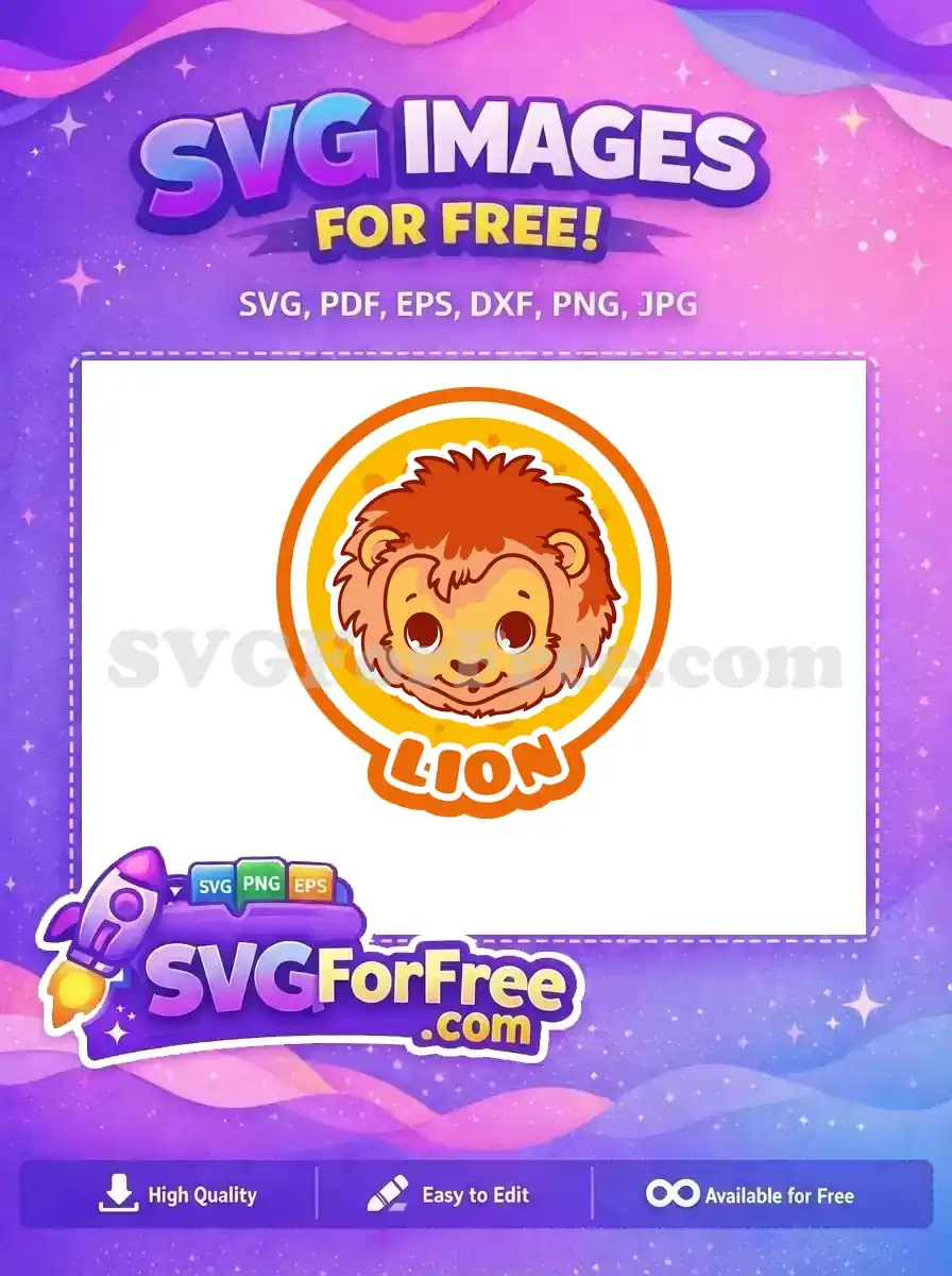Free Cute Orange Lion Free Smiling Baby Animal Colorful Lion Free SVG