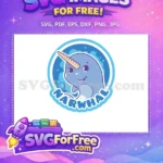 Free Happy Narwhal Free Yellow Tusk Colorful Ocean Animal Icon Free SVG - Instant Download