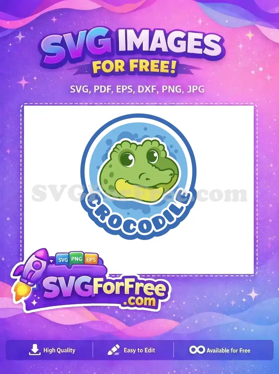 Free Happy Green Crocodile Free Cartoon Icon Style Colorful Animal Free SVG