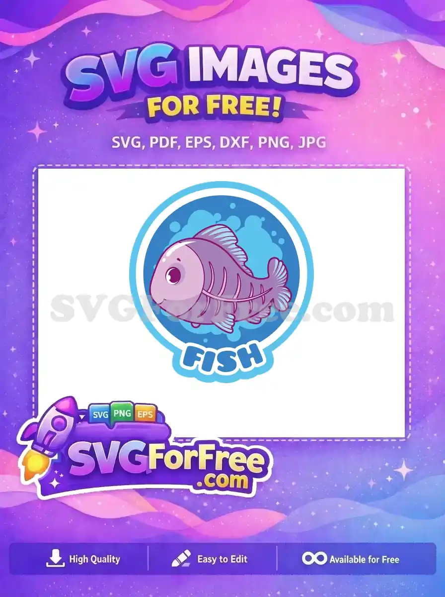 Free Happy Purple Fish Free Blue Bubble Background Colorful Animal Free SVG