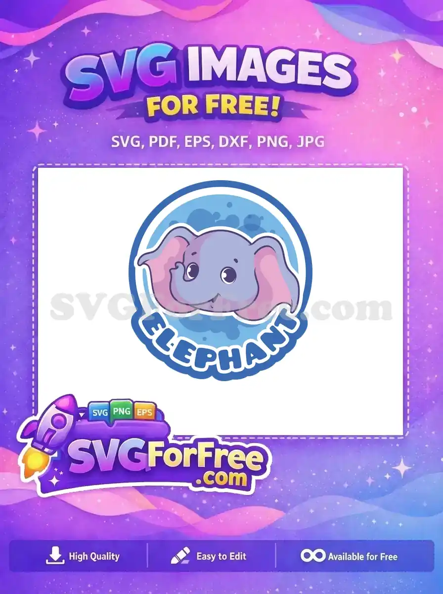 Free Happy Elephant Free Lavender Pink Animal Icon Free SVG