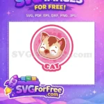 Free Playful Pink Cat Free Brown Spots Colorful Animal Icon Free SVG - Instant Download