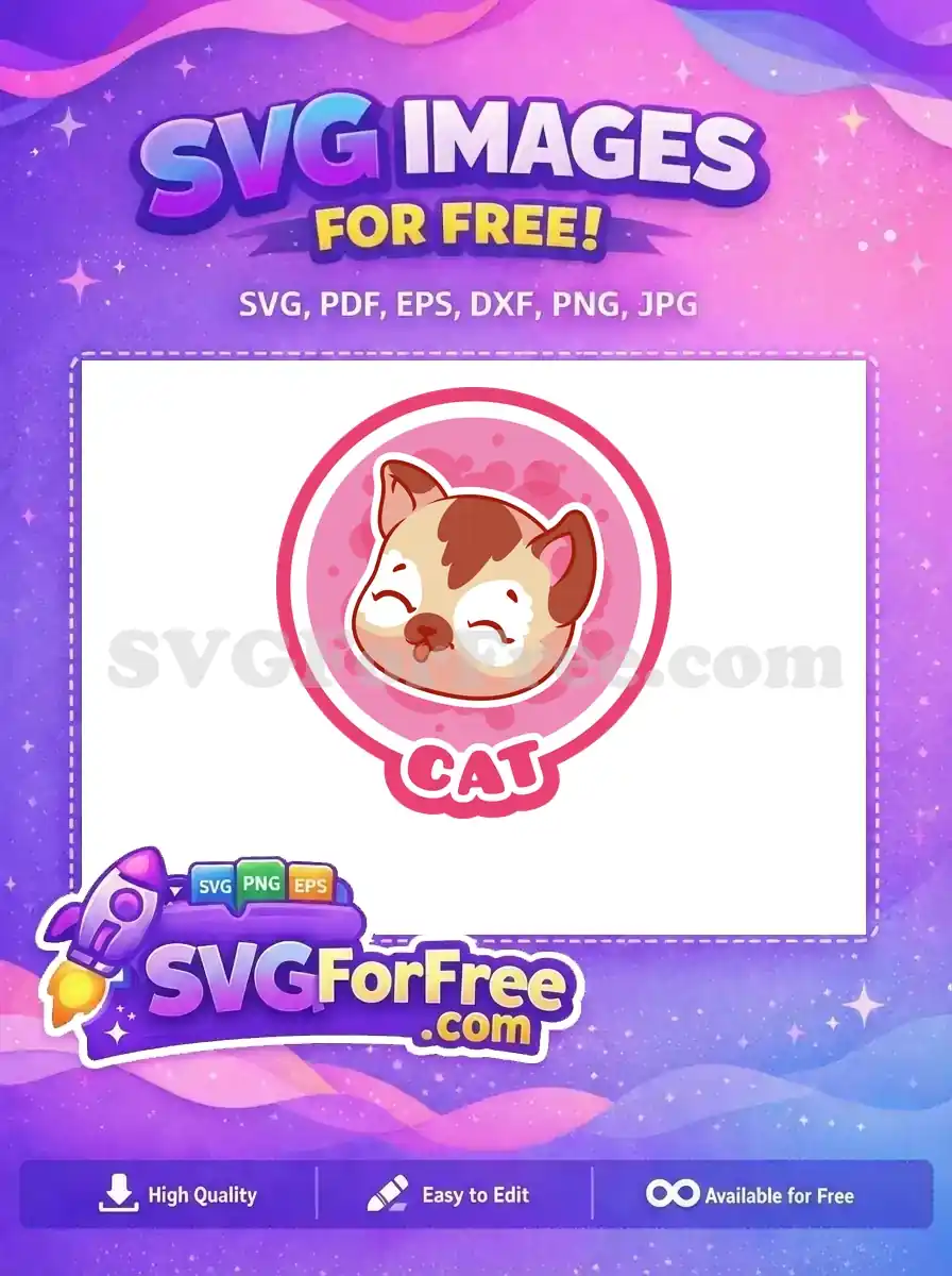 Free Playful Pink Cat Free Brown Spots Colorful Animal Icon Free SVG