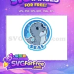Free Cute Grey Seal Free Blue Bubble Colorful Animal Icons Free SVG - Instant Download