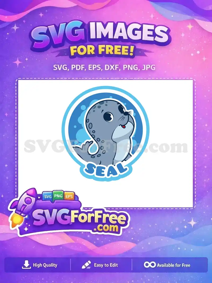 Free Cute Grey Seal Free Blue Bubble Colorful Animal Icons Free SVG