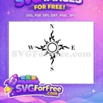 Free Black Tribal Flame Free Celestial Sun Compass Free SVG - Instant Download