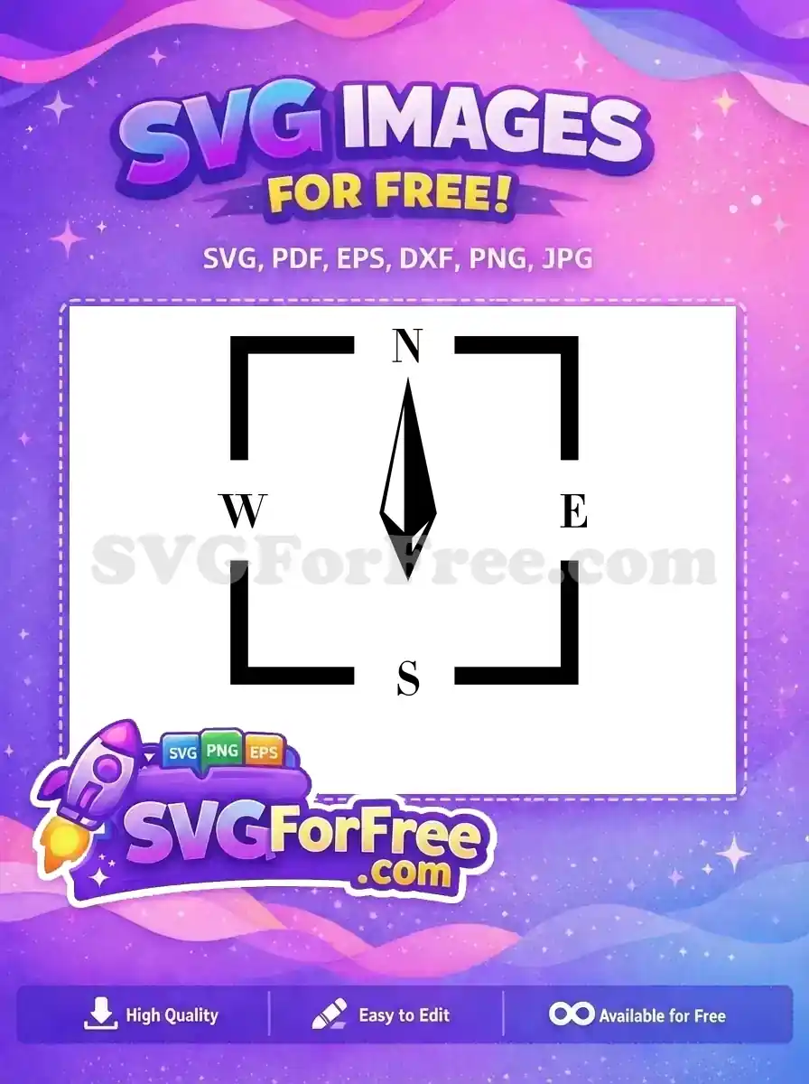 Free Black White Compass Needle Free North Direction Guide Travel Free SVG
