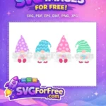 Free Pastel Gnomes Free Patterned Hats Conversation Hearts Free SVG - Instant Download