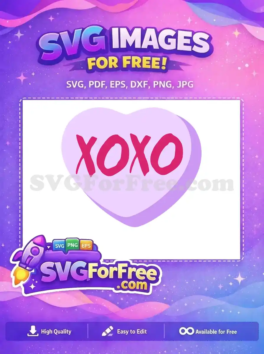 Free Purple Conversation Heart Free Pink XOXO Valentine Free SVG