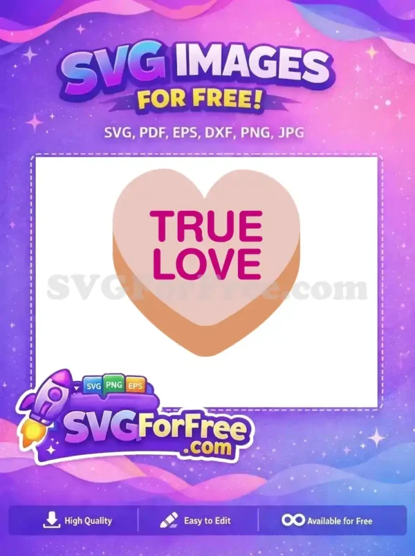 Free Pink True Love Free Sweet Conversation Heart Free SVG