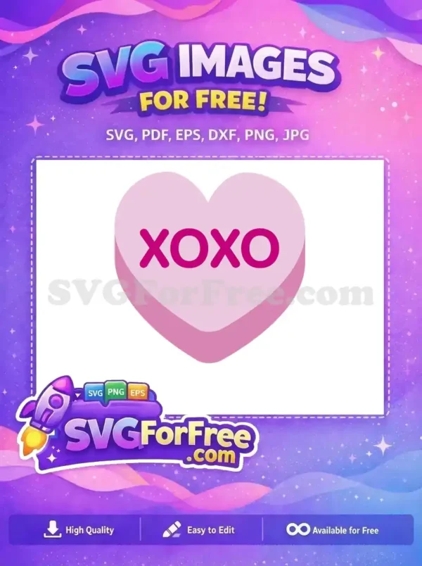 Free Pink Heart Free Magenta XOXO Conversation Hearts Valentine Free SVG
