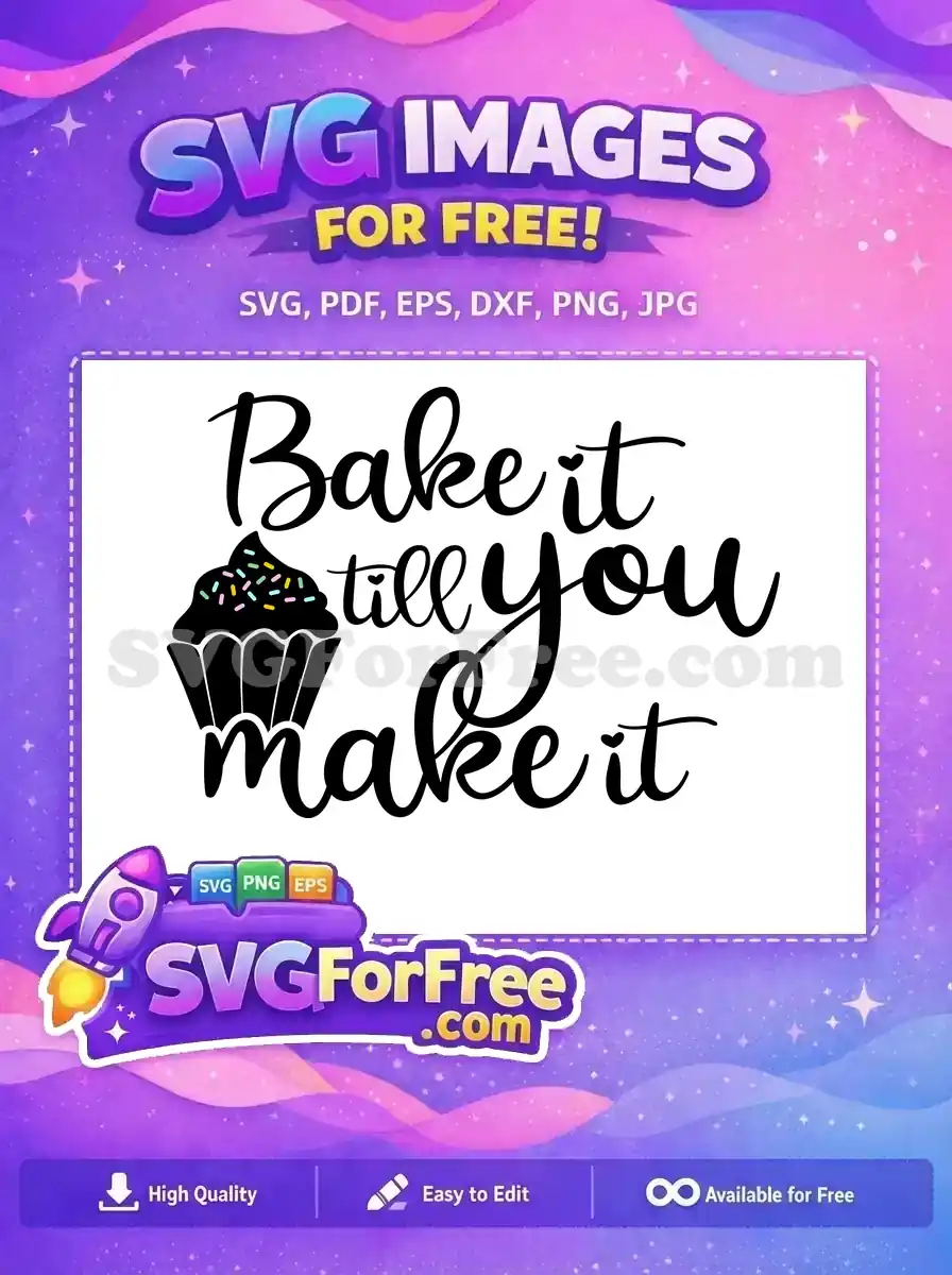 Free Sprinkled Cupcake Free Baking Quote Kitchen Art Free SVG