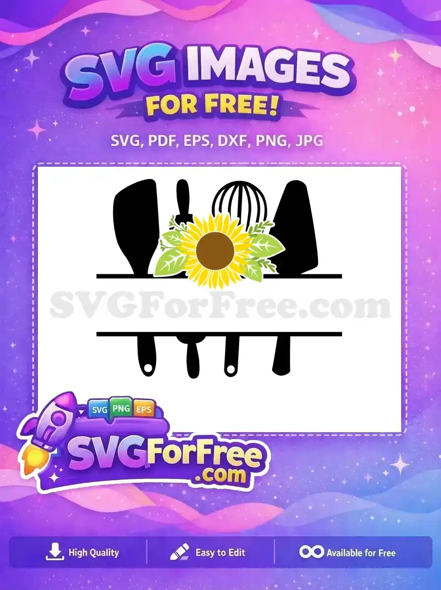 Free Yellow Sunflower Greenery Free Black Kitchen Tools Cooking Quotes Free SVG