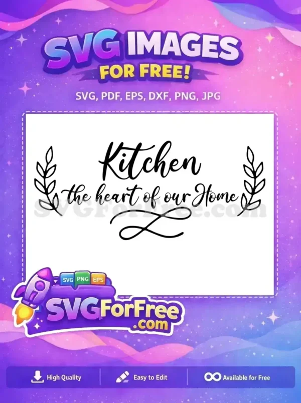 Free Kitchen Script Quote Free Leafy Branch Home Decor Cooking Free SVG