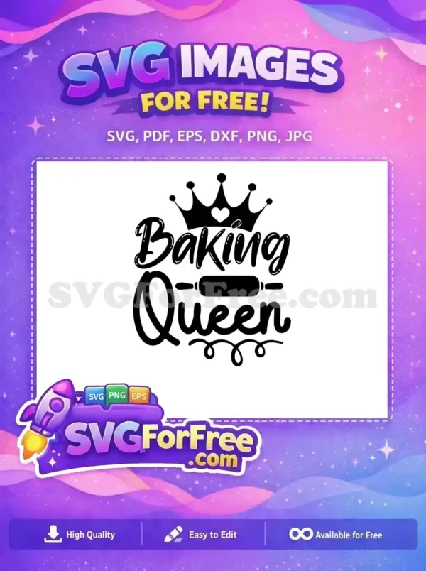 Free Crowned Baking Free Rolling Pin Queen Cooking Quote Free SVG