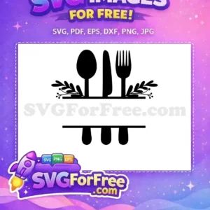 Free Black Utensil Split Free Floral Cooking Quotes Kitchen Free SVG