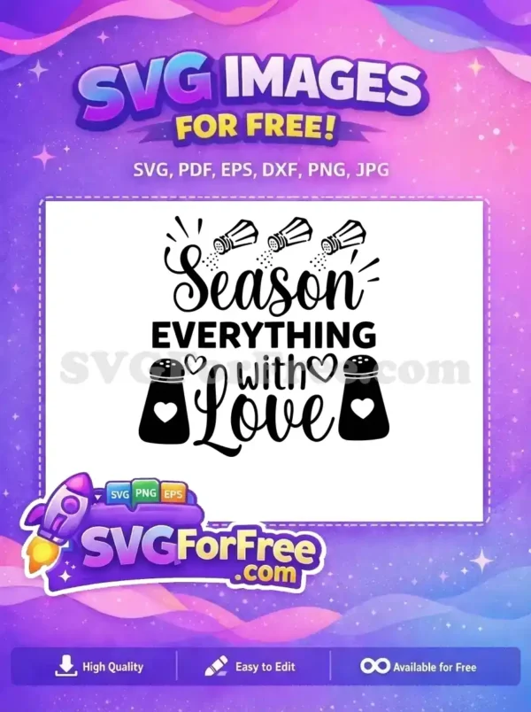 Free Seasoning Shakers Free Heart Love Kitchen Cooking Quotes Free SVG