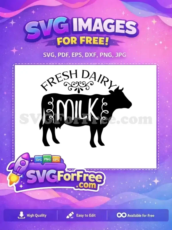 Free Black Cow Silhouette Free Fresh Milk Quote Cooking Quote Free SVG