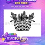 Free Fresh Corn Cobs Free Rustic Basket Silhouette Autumn Harvest Free SVG - Instant Download