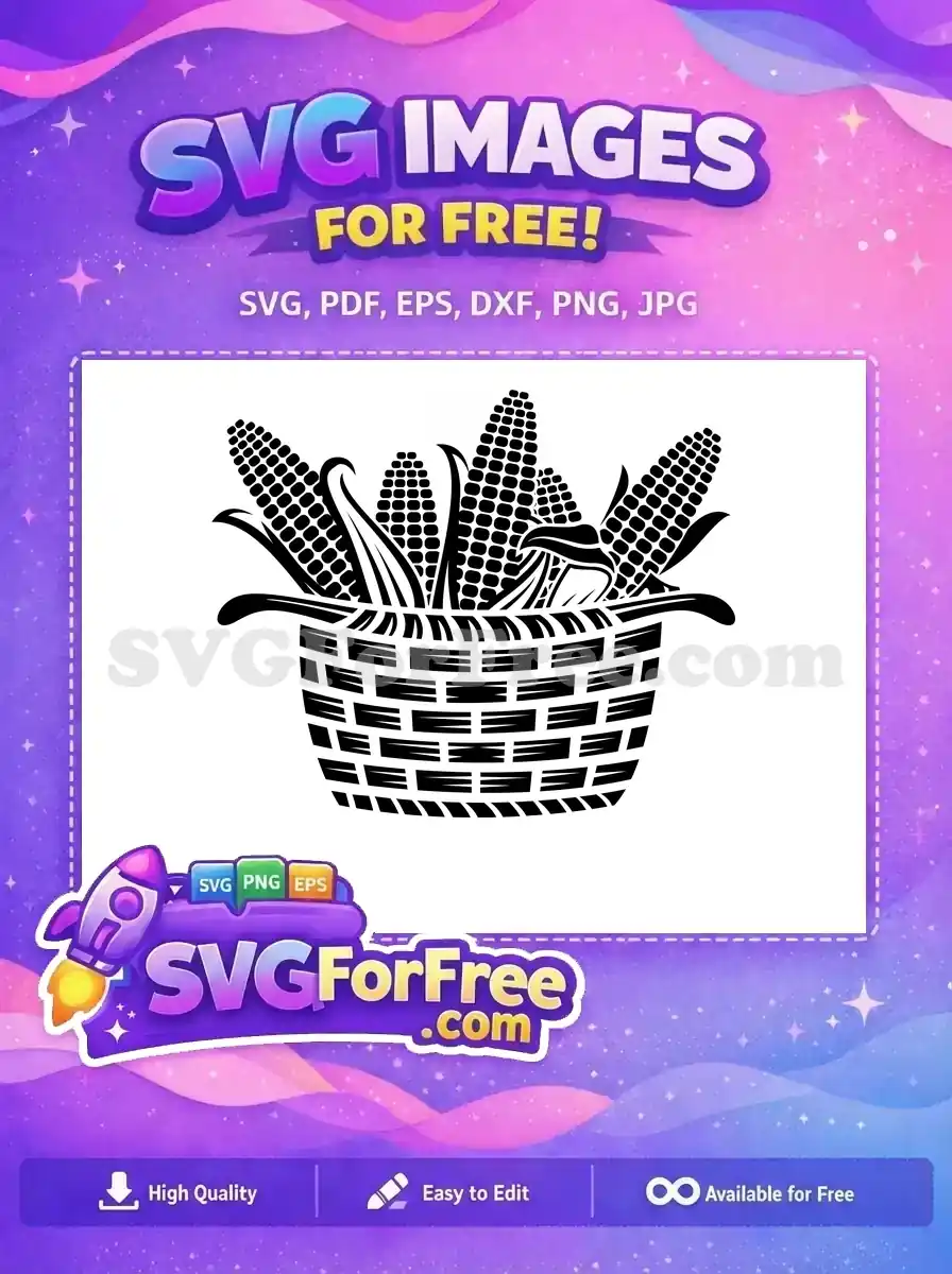 Free Fresh Corn Cobs Free Rustic Basket Silhouette Autumn Harvest Free SVG