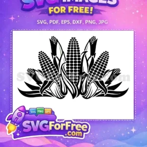 Free Black Silhouette Corn Free Multiple Cobs Farm Harvest Free SVG