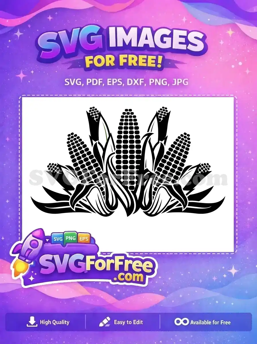 Free Black Silhouette Corn Free Multiple Cobs Farm Harvest Free SVG