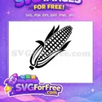 Free Black White Corn Silhouette Free Detailed Husks Harvest Free SVG - Instant Download