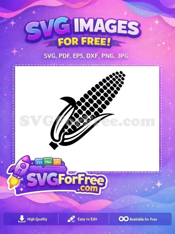 Free Black Silhouette Free Peeled Husk Kernels Farm Harvest Garden Free SVG
