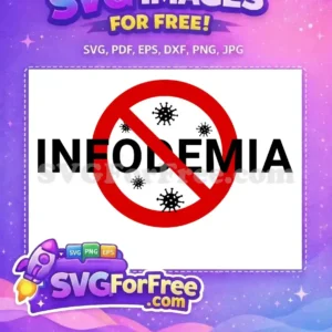 Free Infodemia Stop Design – Combat Misinformation Now! This free design features "INFODEMIA" text with a striking red "no" symbol and virus icons, countering misinformation effectively.