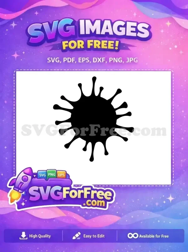 A detailed black ink splatter free vector design with organic, spiky protrusions, perfect for diverse creative projects. Free to download.