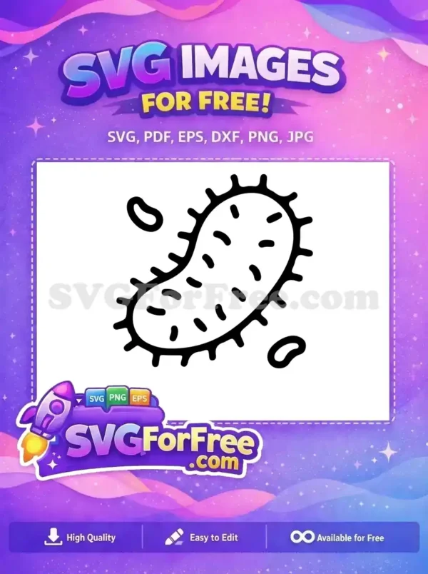 Free bacterium icon SVG, a simplified line art microbe illustration for diverse digital and print projects. Get this free vector.