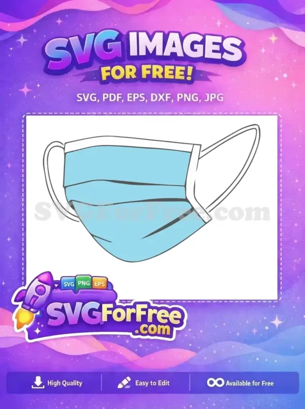 A free design SVG of a light blue medical face mask, highlighting essential health and safety protection. Download this free graphic.