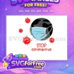 Free light blue mask Free red coronavirus cells COVID 19 prevention Free SVG - Instant Download