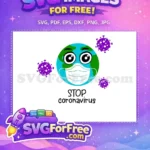 Free Masked Earth Blue Green Free Purple Virus COVID 19 Free SVG - Instant Download