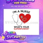 Free Nurse Stethoscope Free Red Heart COVID Superpower Free SVG - Instant Download