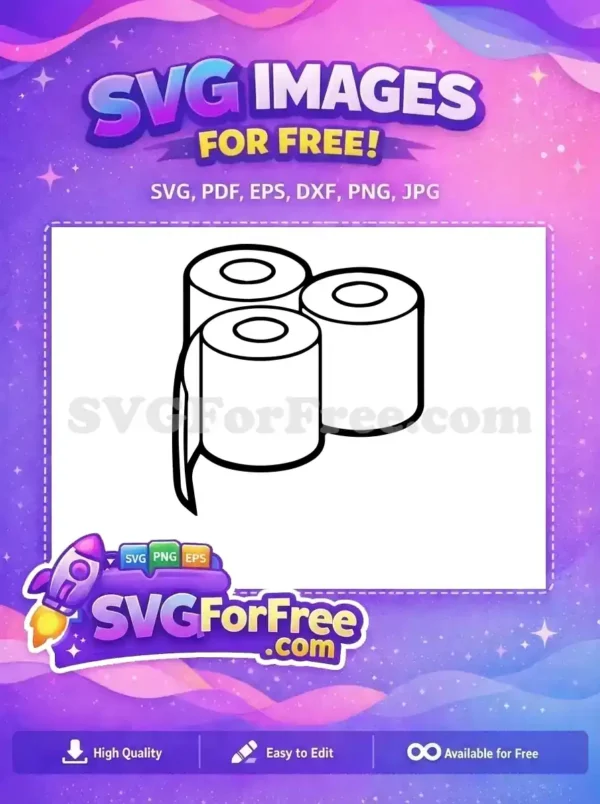 Discover this free SVG of three toilet paper rolls, an essential and versatile design for all your crafting needs. Download now!