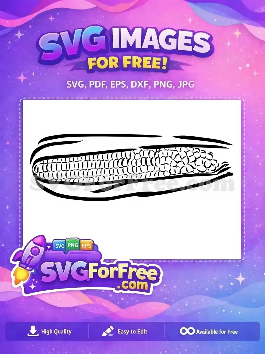 Free Detailed Corn Cob Free Farm Vegetable Outline Corn Silhouette Free SVG