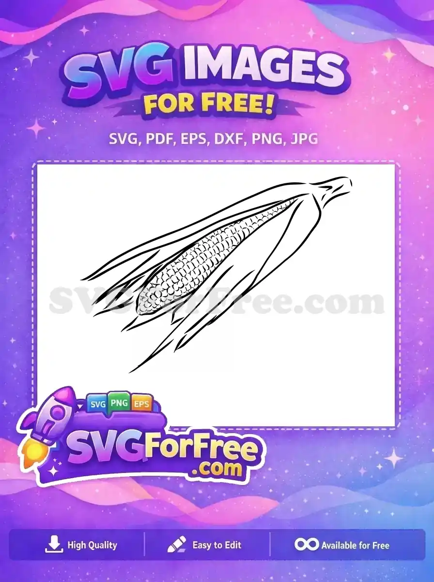 Free Peeled Corn Cob Free Detailed Kernels Simple Outline Silhouette Free SVG