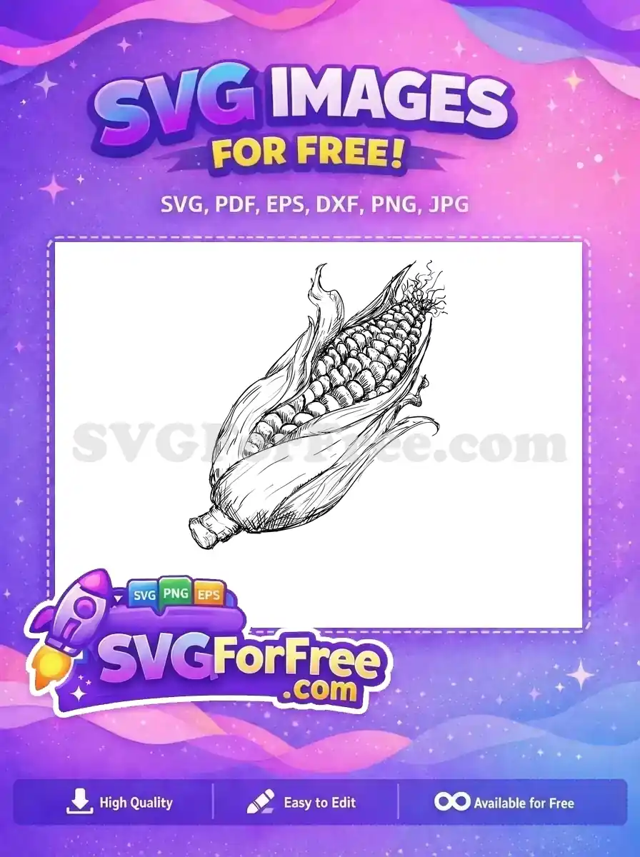 Free black white Free rustic drawing Corn Silhouette Free SVG