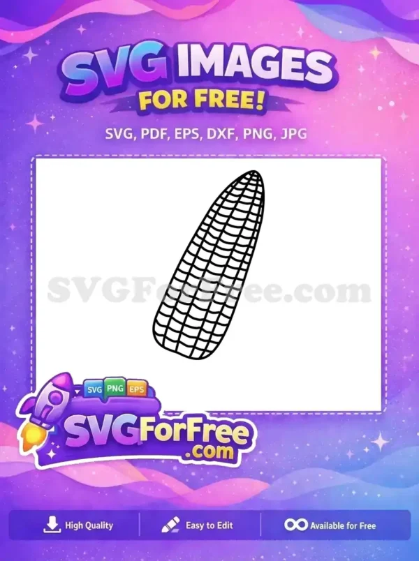 Free Black Outline Free Detailed Grid Texture Corn Silhouette Free SVG