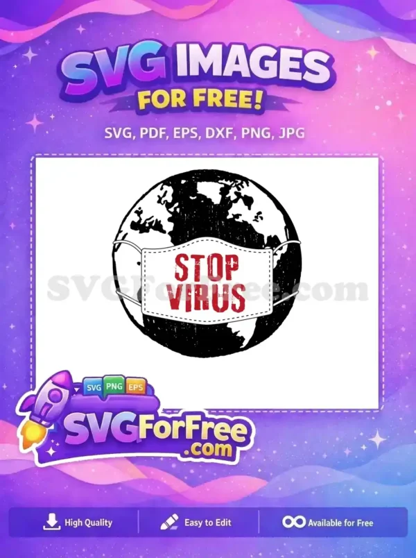 Free Distressed Black Earth Free White Mask Red Text Coronavirus Quotes Free SVG