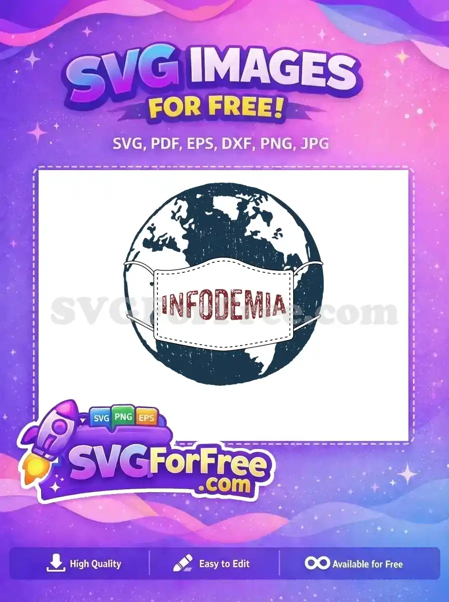 Free Distressed Blue Earth Free White Mask Red Infodemia Coronavirus Free SVG