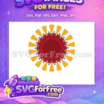 Free Yellow Spikes Free Red Body Pink RNA Coronavirus Free SVG - Instant Download